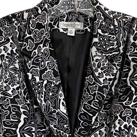 Coldwater Creek Black and‎ White Blazer Petite - M Excellent - Picture 7 of 13
